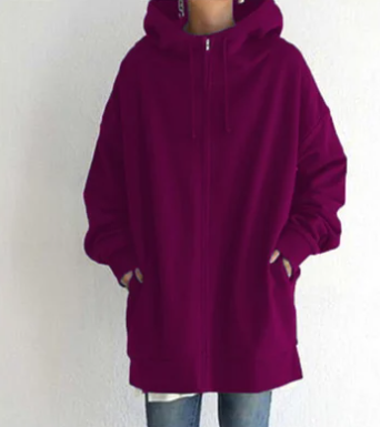 Ivyshape | Oversized Zip Hoodie Jumper for Women