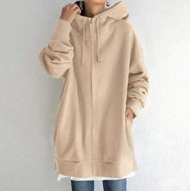 Ivyshape | Oversized Zip Hoodie Jumper for Women