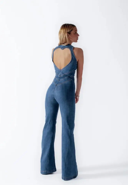 Ivyshape | Women's Stylish Denim Jumpsuit Backless