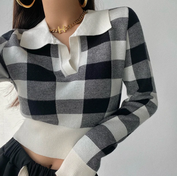 Ivyshape | Plaid Knitted Sweater