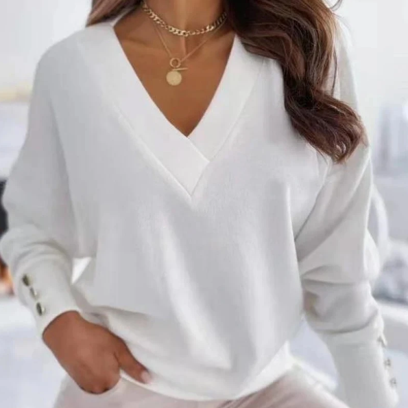 Ivyshape | V-Neck Long Sleeve Pullover