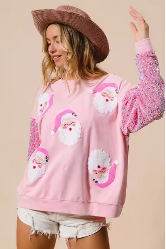 Ivyshape | Ladies Santa Claus Print Festive and Comfortable Sweater