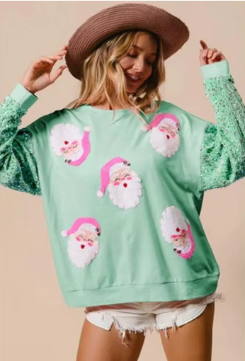 Ivyshape | Ladies Santa Claus Print Festive and Comfortable Sweater