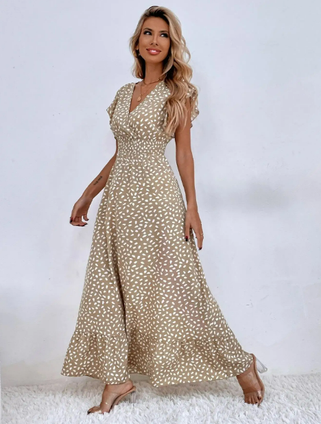 Ivyshape | V-Neck Long Dress