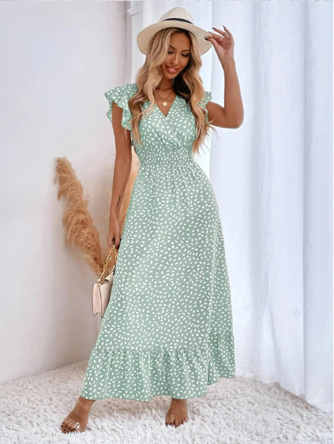 Ivyshape | V-Neck Long Dress