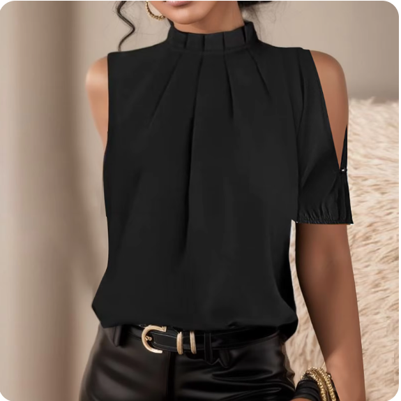 Ivyshape | Pleated Turtleneck Top