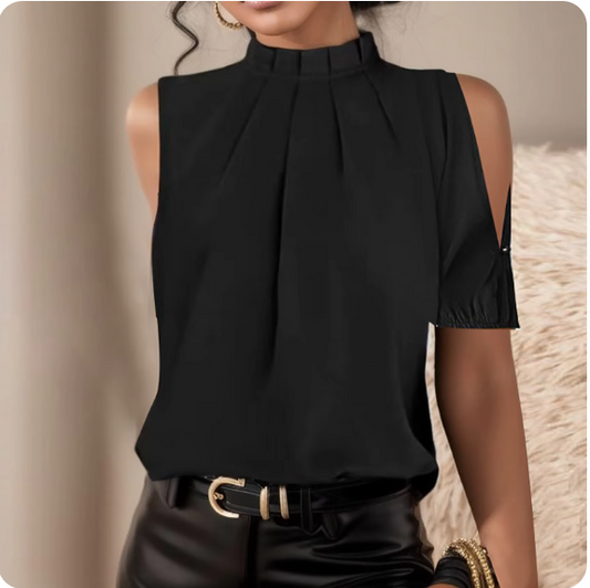 Ivyshape | Pleated Turtleneck Top