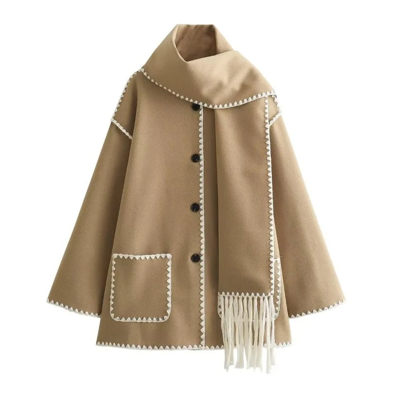 Ivyshape | Warmer Coat With Scarf