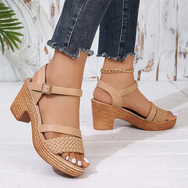 Ivyshape | Woven Platform Sandals