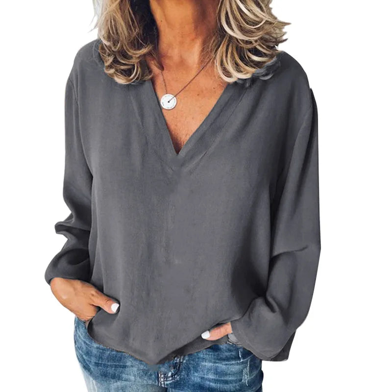 Elegant V-Neck Chiffon Blouse for Women