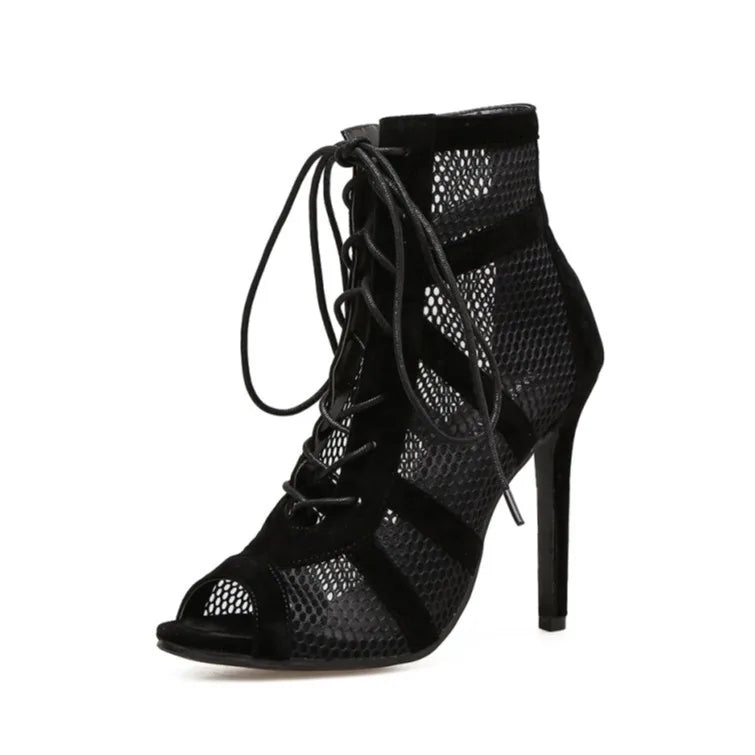 Ivyshape | Lace-Up Sandals with Casual Mesh