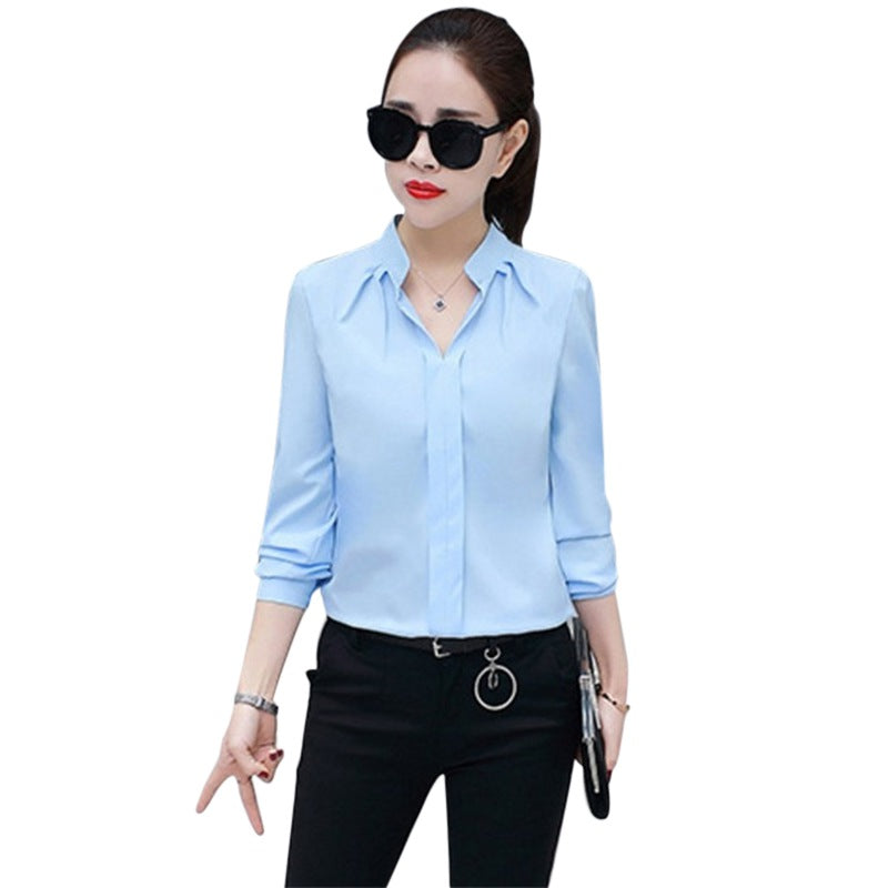 V-Neck Formal Chiffon Blouse