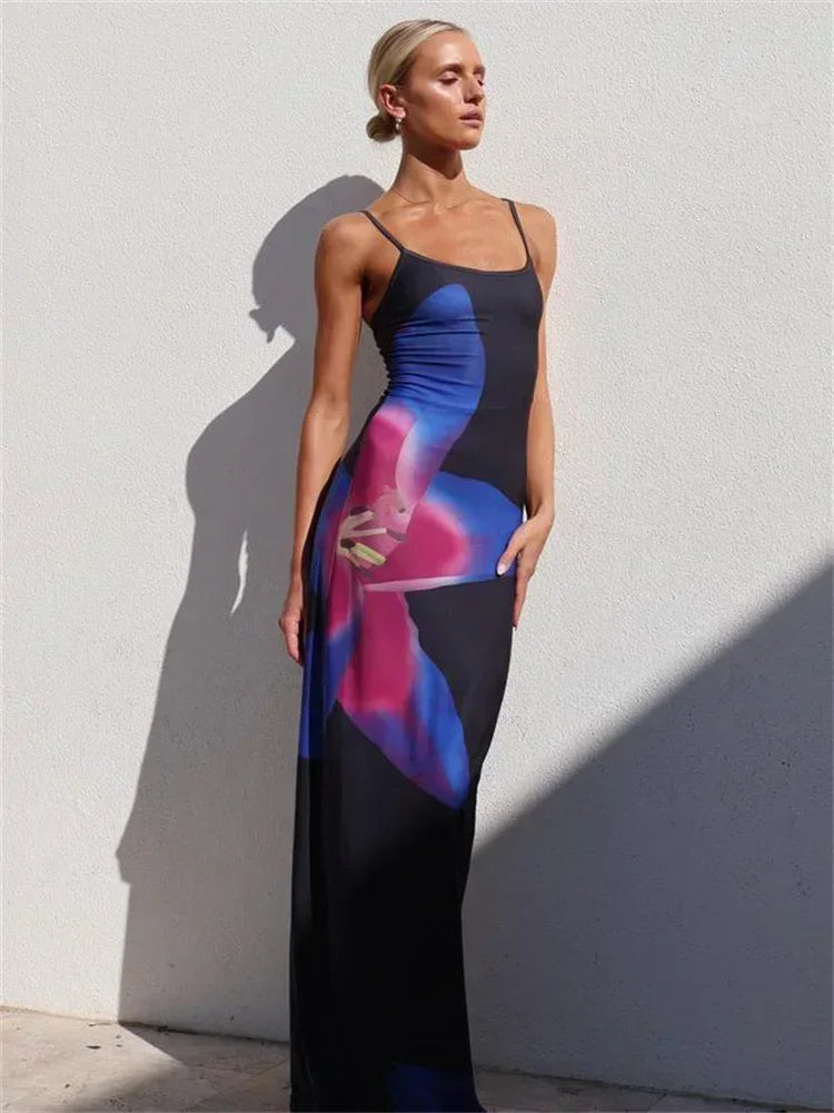 Ivyshape | Tossy Print Backless Maxi Dress