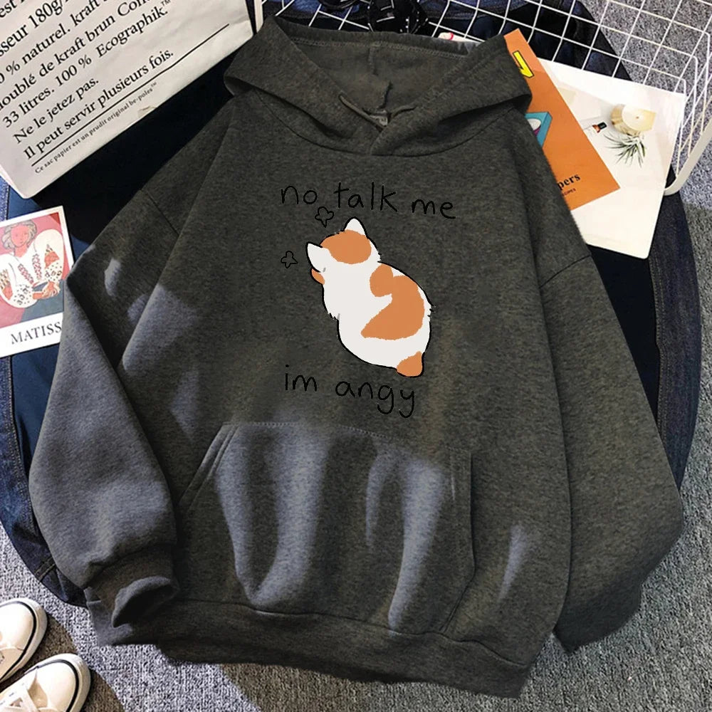 Ivyshape | Oversized Hoodie with Cat Print for Women