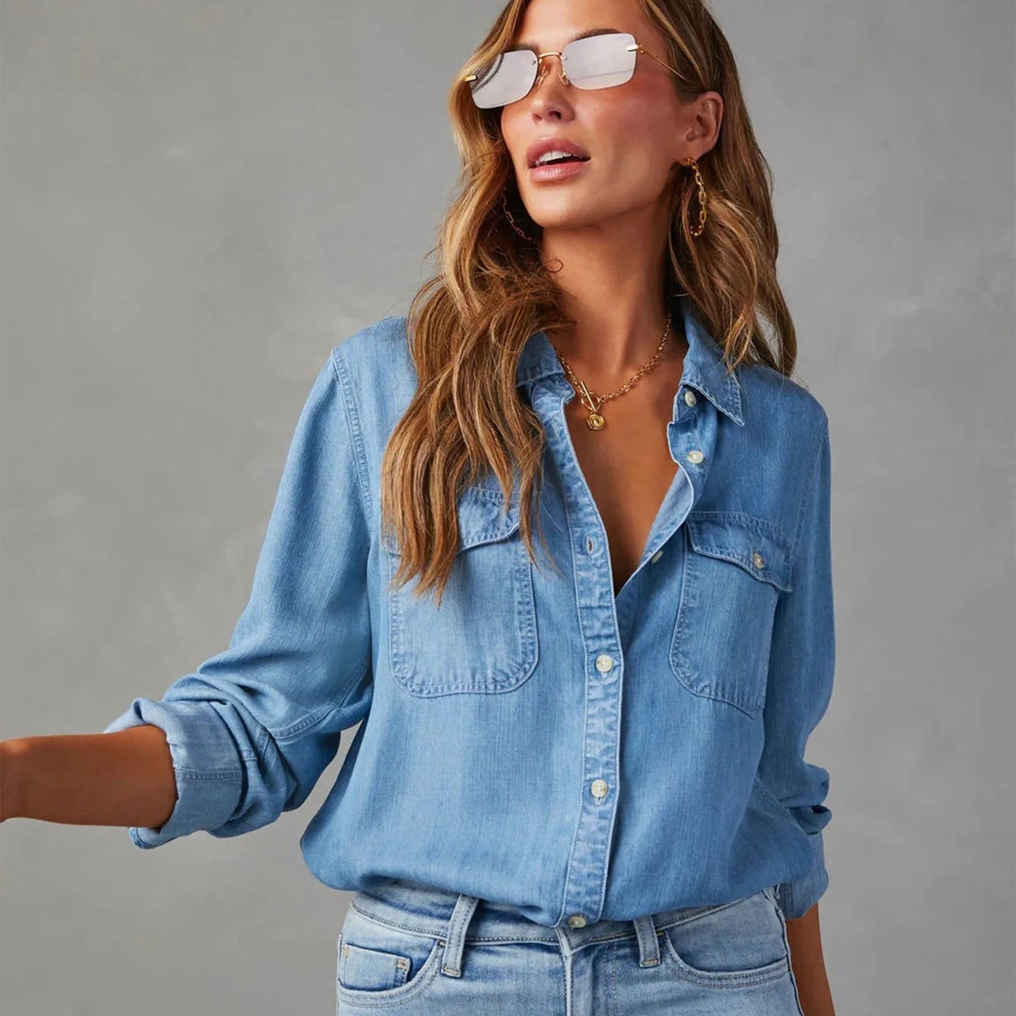 IvyShape | Light Denim Shirts