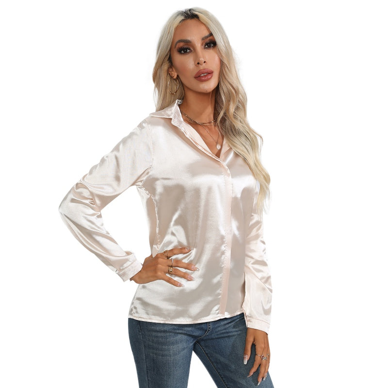 Ivyshape | Sleek Satin Work Shirt for Women