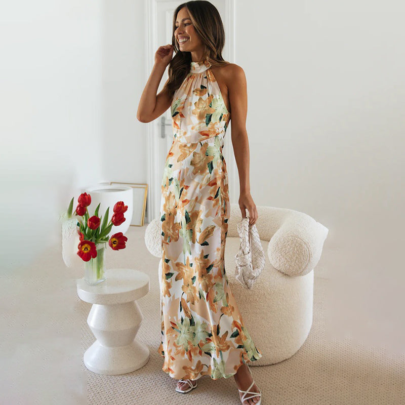 Summer Elegant Long Dress with High Neckline | Ideal for Summer