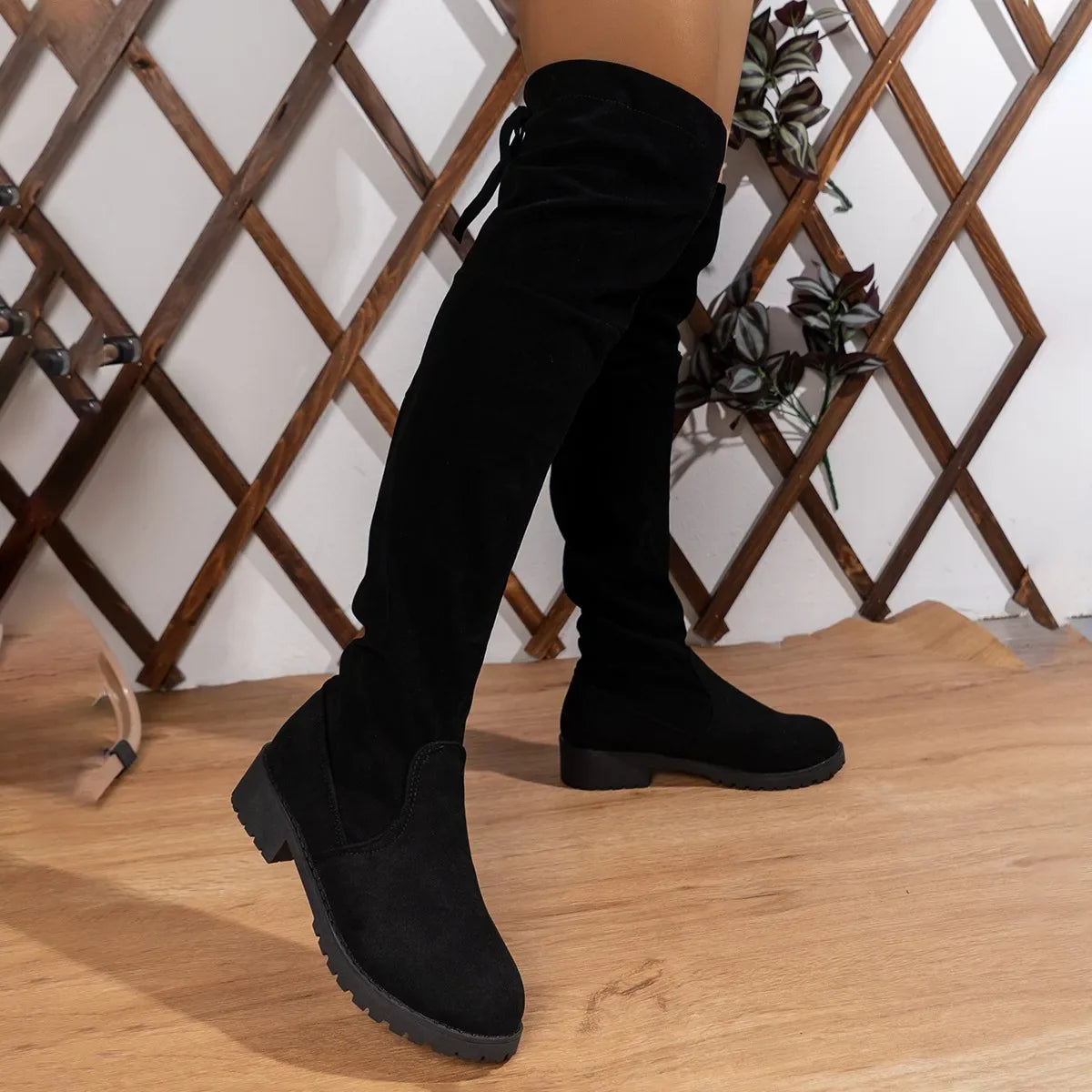 Women's Over The Knee Lace-Up Suede Boots