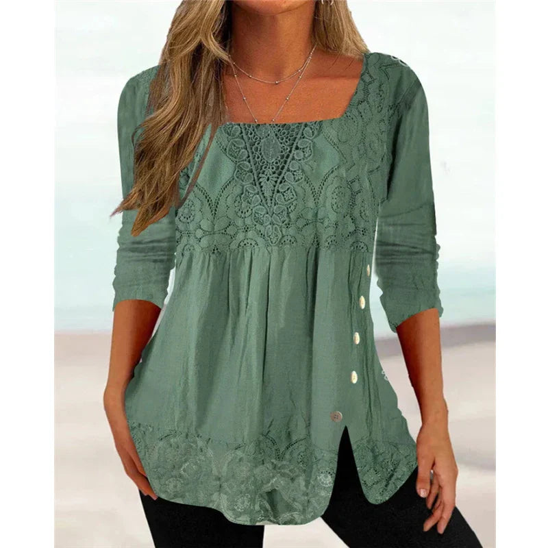 Elegant Lace Patchwork Blouse for Women