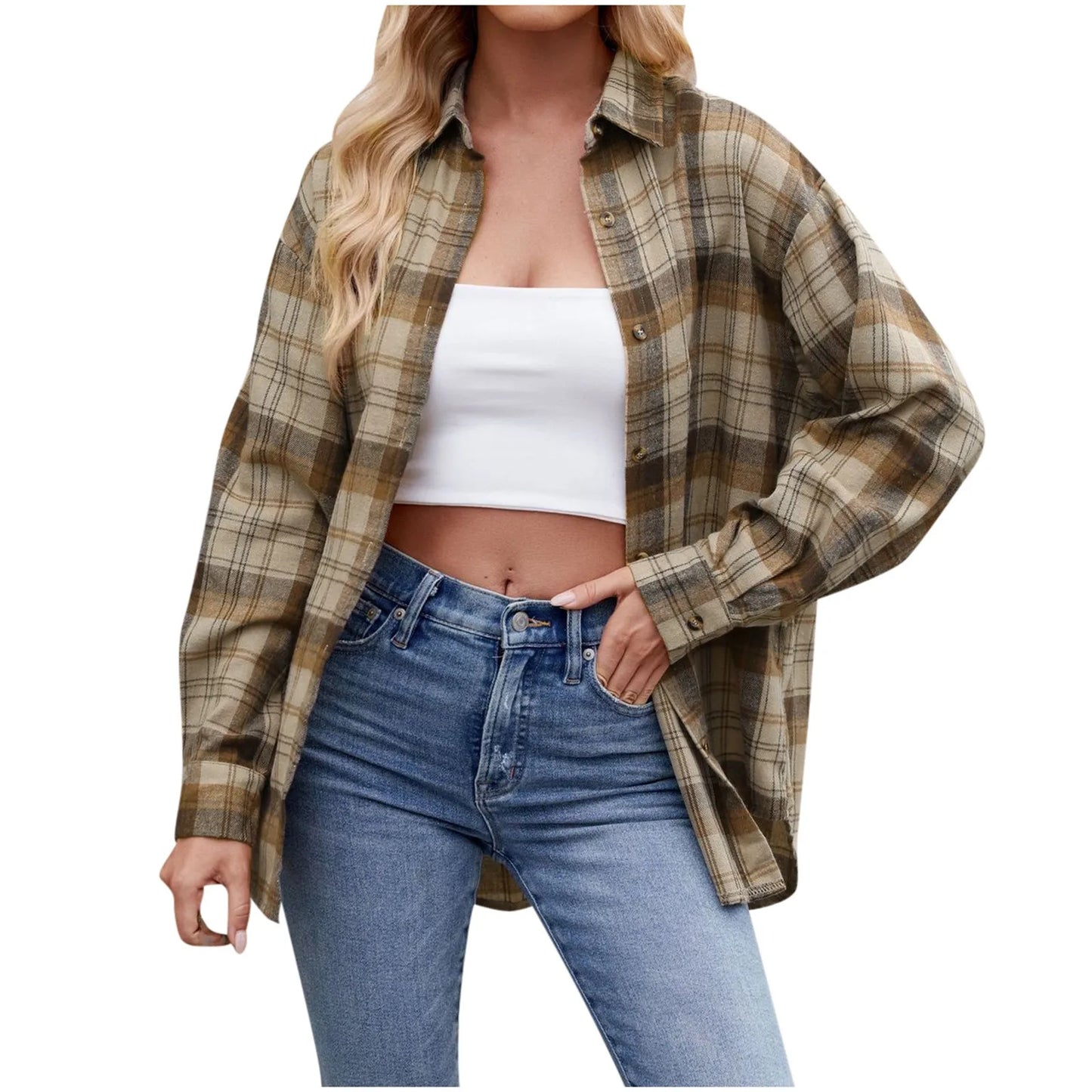 Cozy Plaid Long Sleeve Shirt for Women