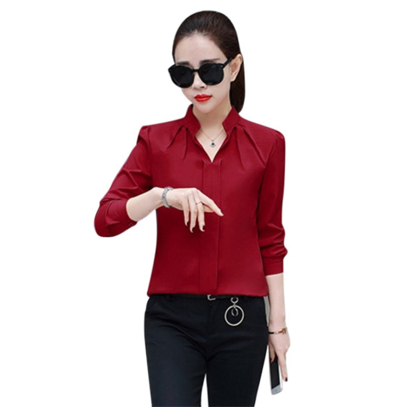 V-Neck Formal Chiffon Blouse