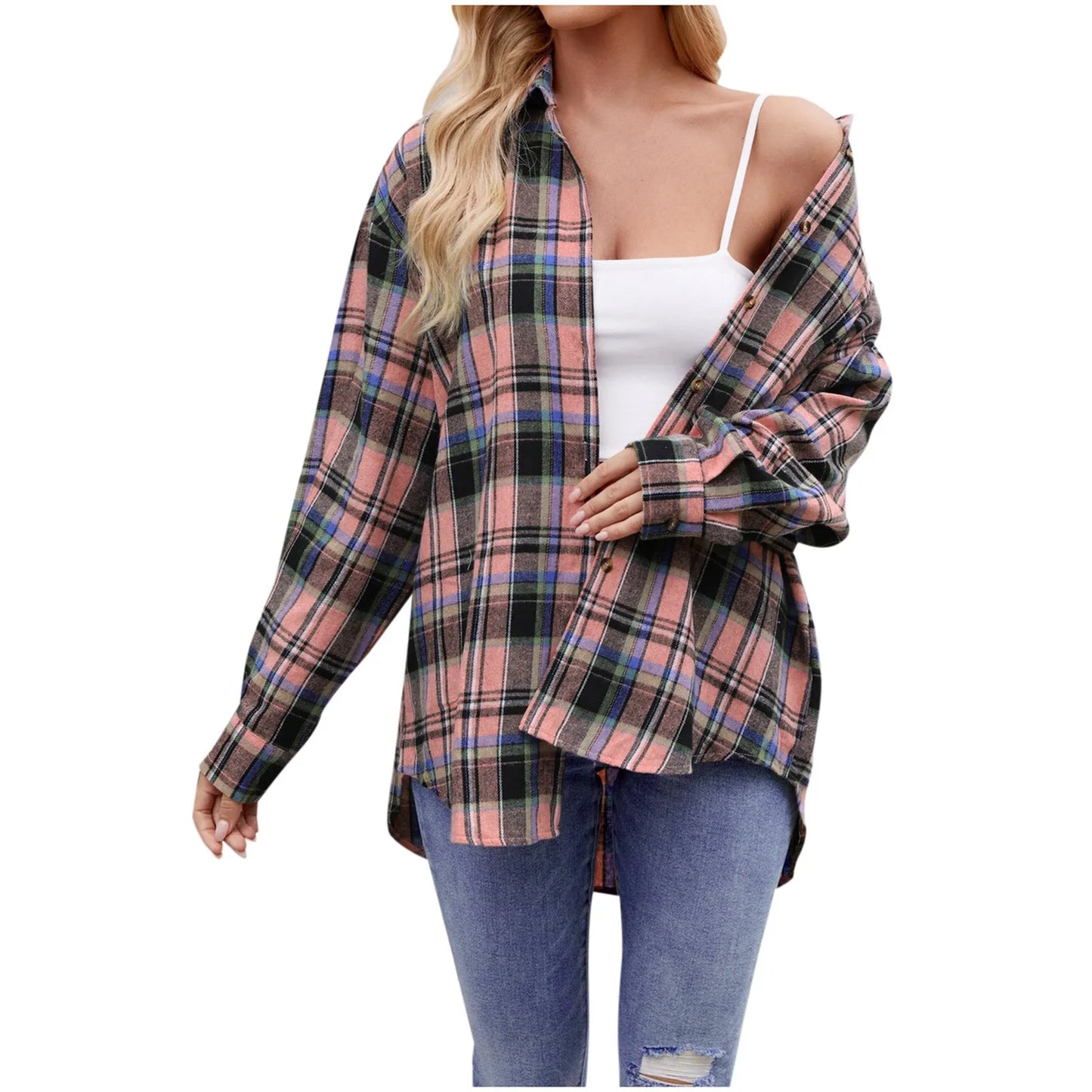 Cozy Plaid Long Sleeve Shirt for Women