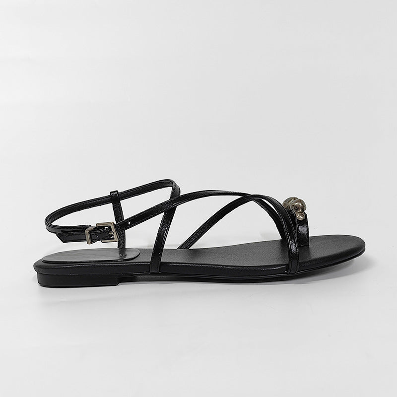 Fashionable Cross Strap Flat Sandals for Women