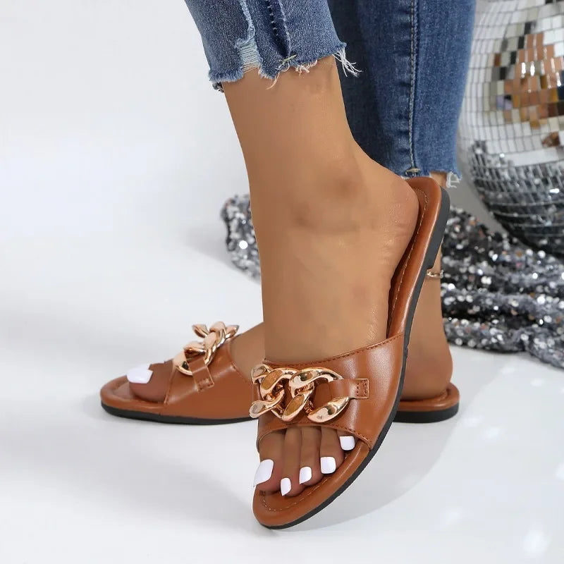 Elegant Flat Heel Open Toe Sandals for Women