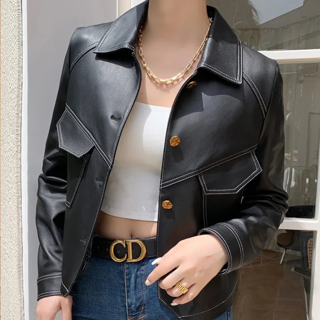 Ivyshape | Modern Vegan Leather Jacket