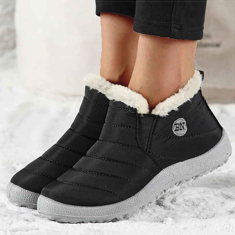 Warm Fur Slip-On Winter Flats for Women