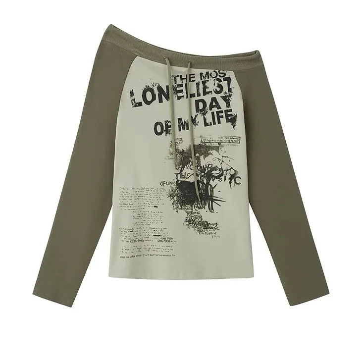 "Loneliest Day Of My Life" Off-Shoulder Sweatshirt