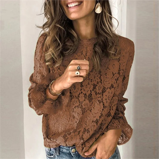 Elegant Flared Sleeve Lace Blouse for Women