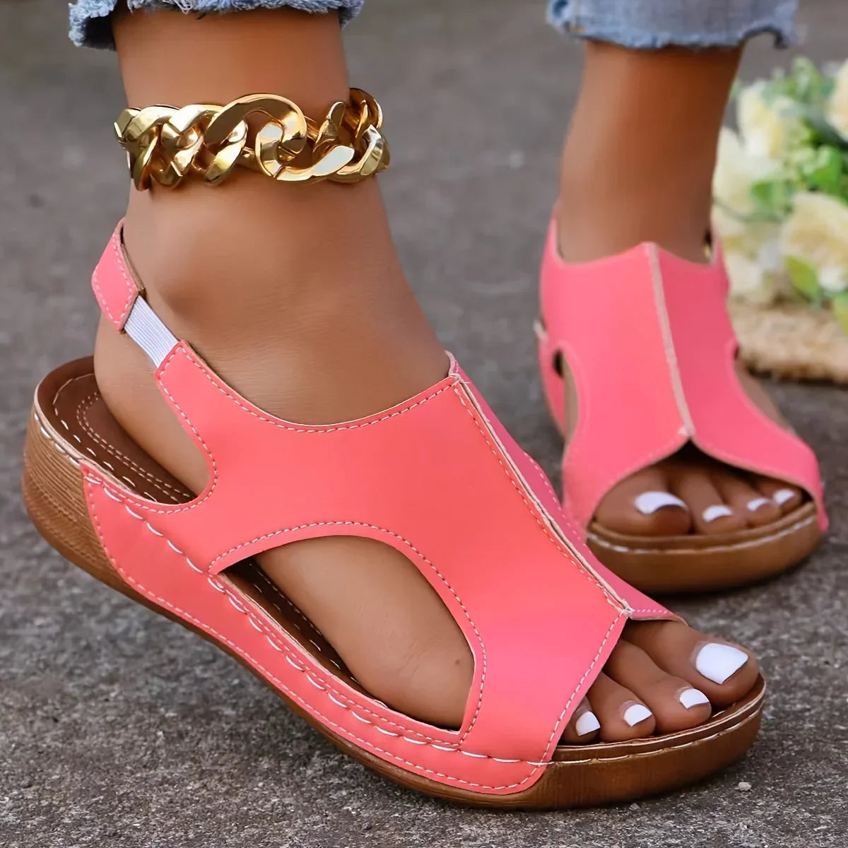 Chic Peep Toe Wedge Sandals for Women