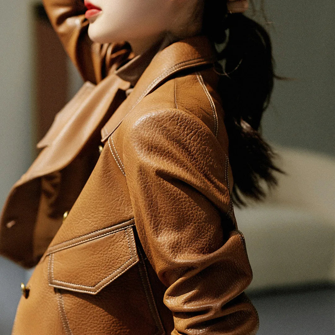 Ivyshape | Modern Vegan Leather Jacket