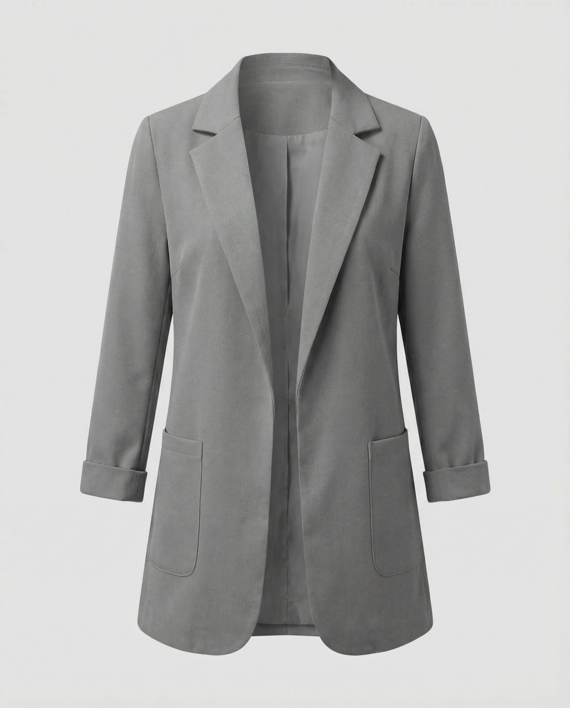 fitted elegant blazer with open-front design and tailored silhouette