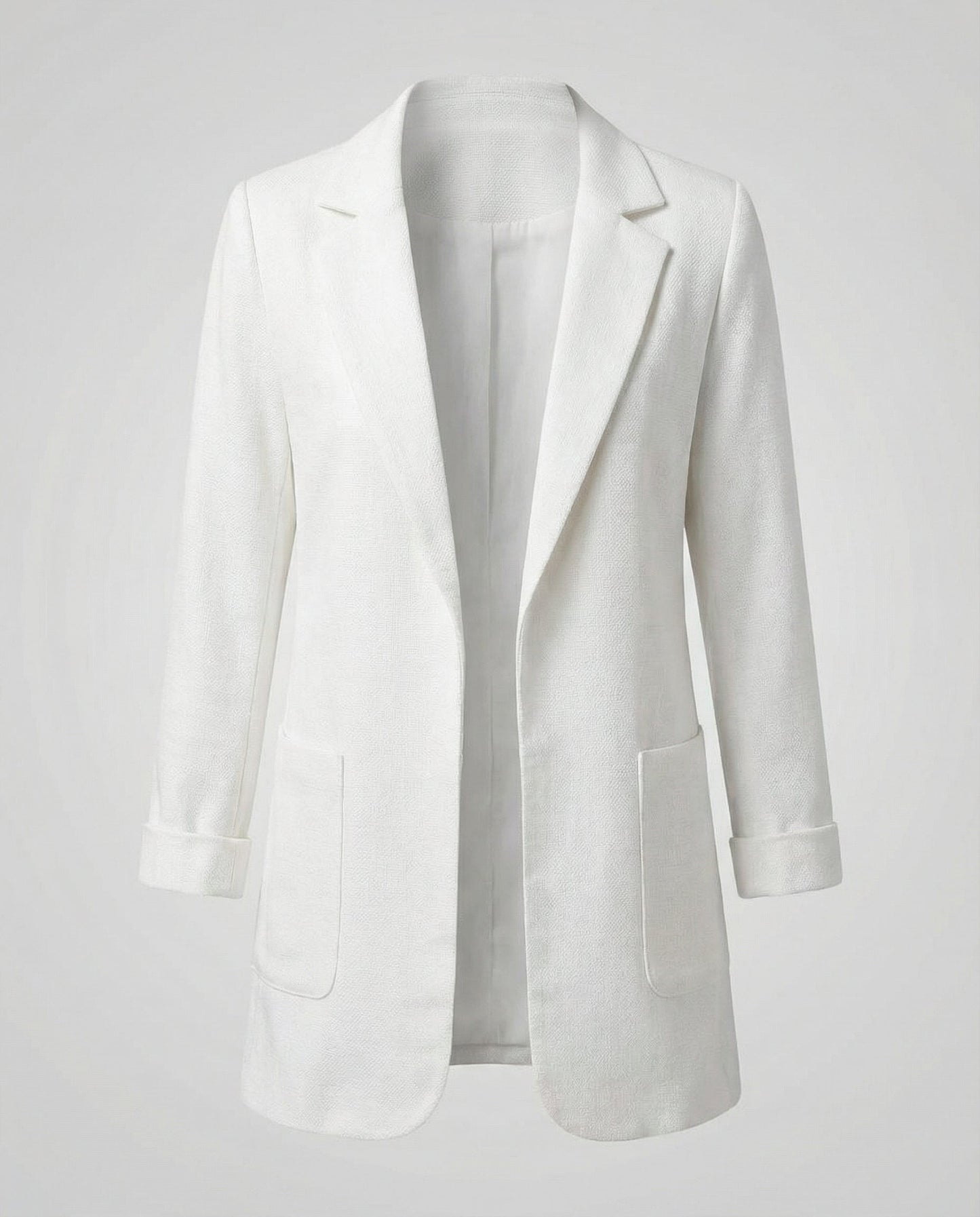 fitted elegant blazer with open-front design and tailored silhouette