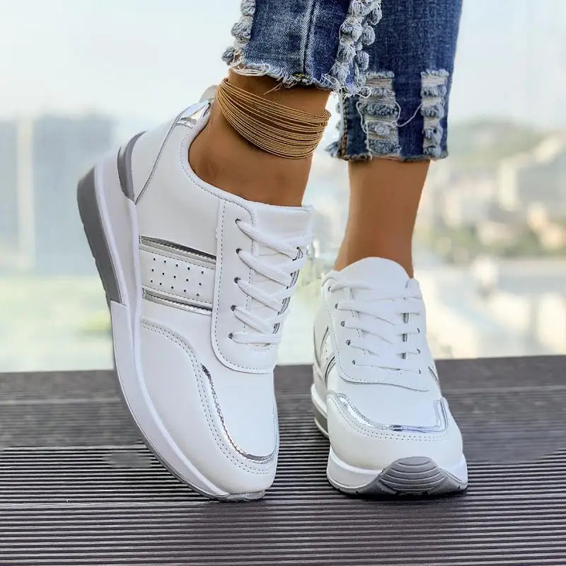 Comfortable White Wedge Sneakers for Women