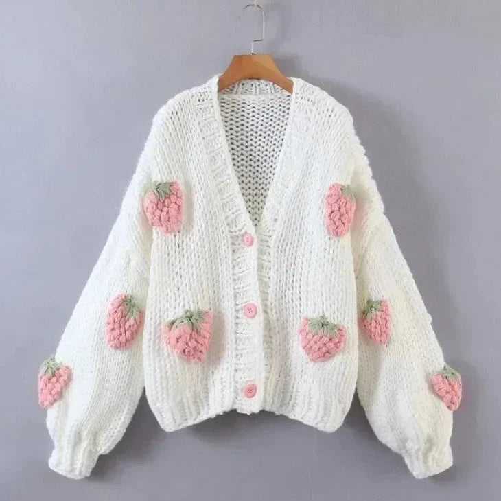 Ivyshape | Knitted Strawberry Cardigan