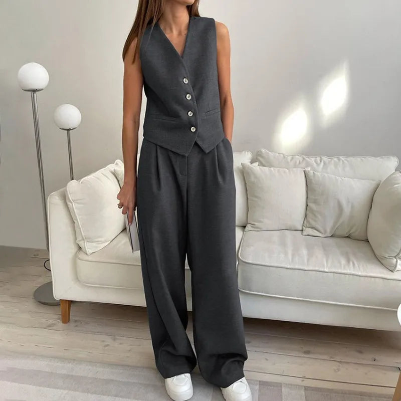 Ivyshape | Casual Vest Trouser Suit