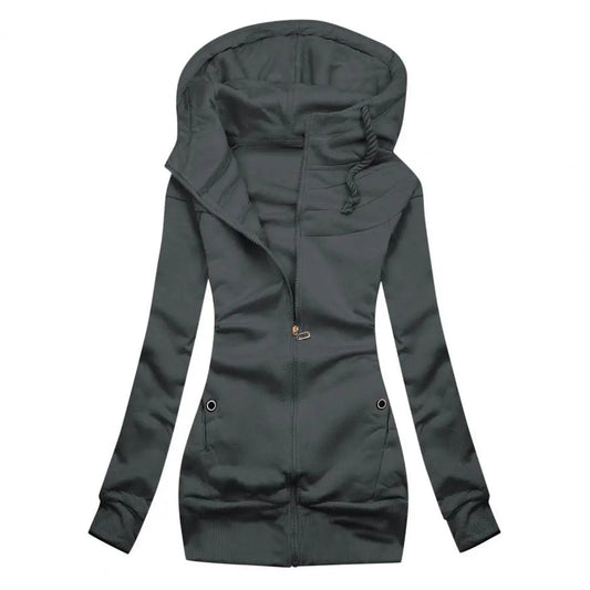 Ivyshape | Oversized Zip Hoodie with Fleece for Women