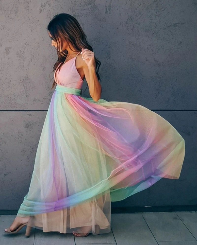 Ivyshape | Dress Lively Rainbow Dress for A Striking Style