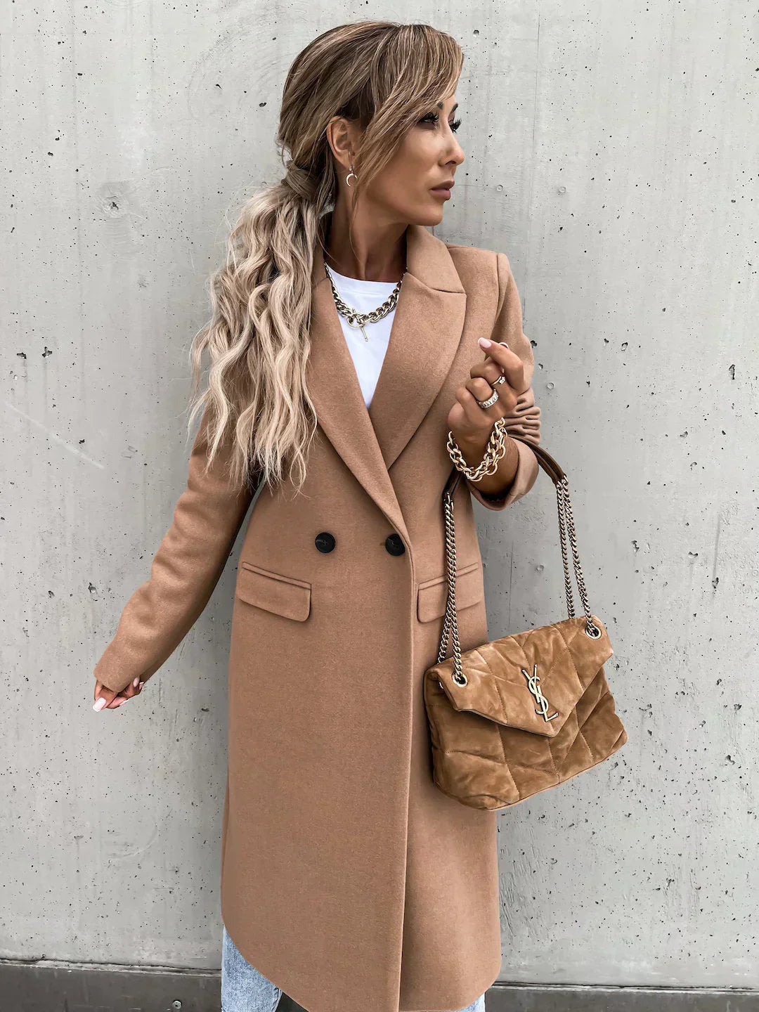 Ivyshape | Elegant Black Blazer Coat