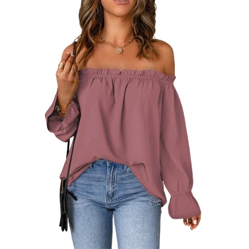 Frill Trim Off-The-Shoulder Top