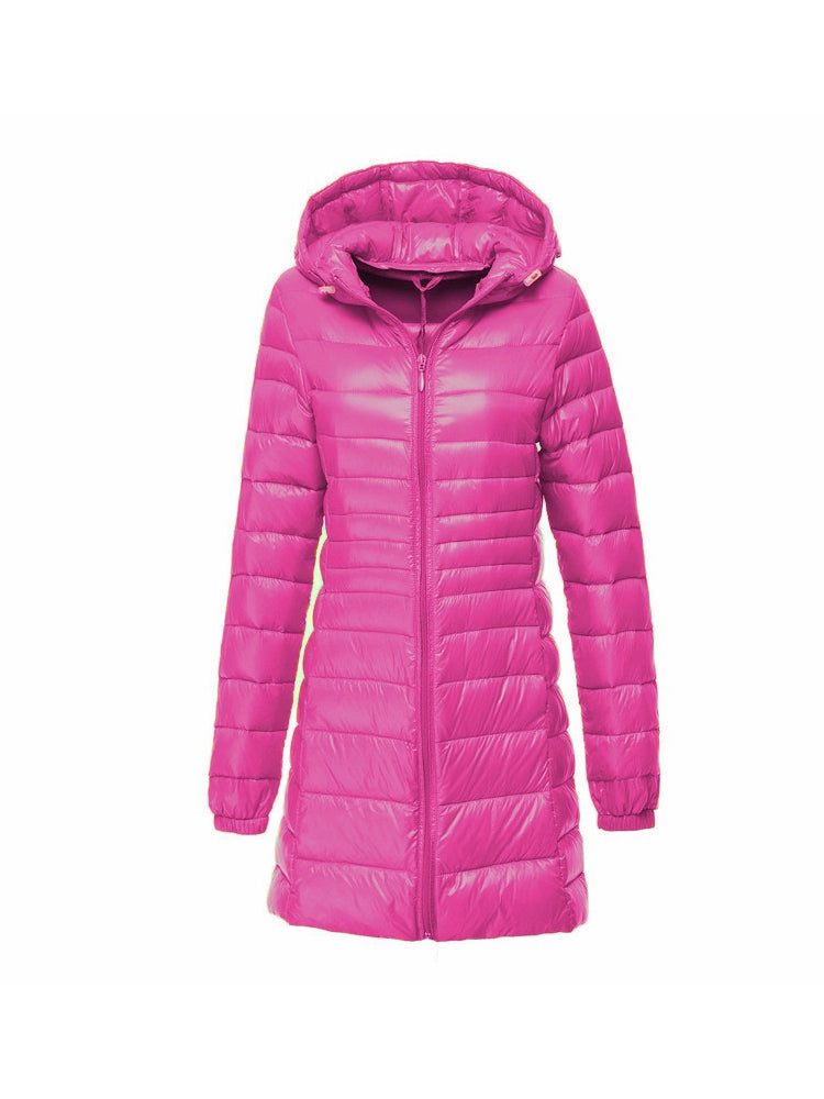 Ivyshape | Women's Ultra Light Hooded Long Down Jacket