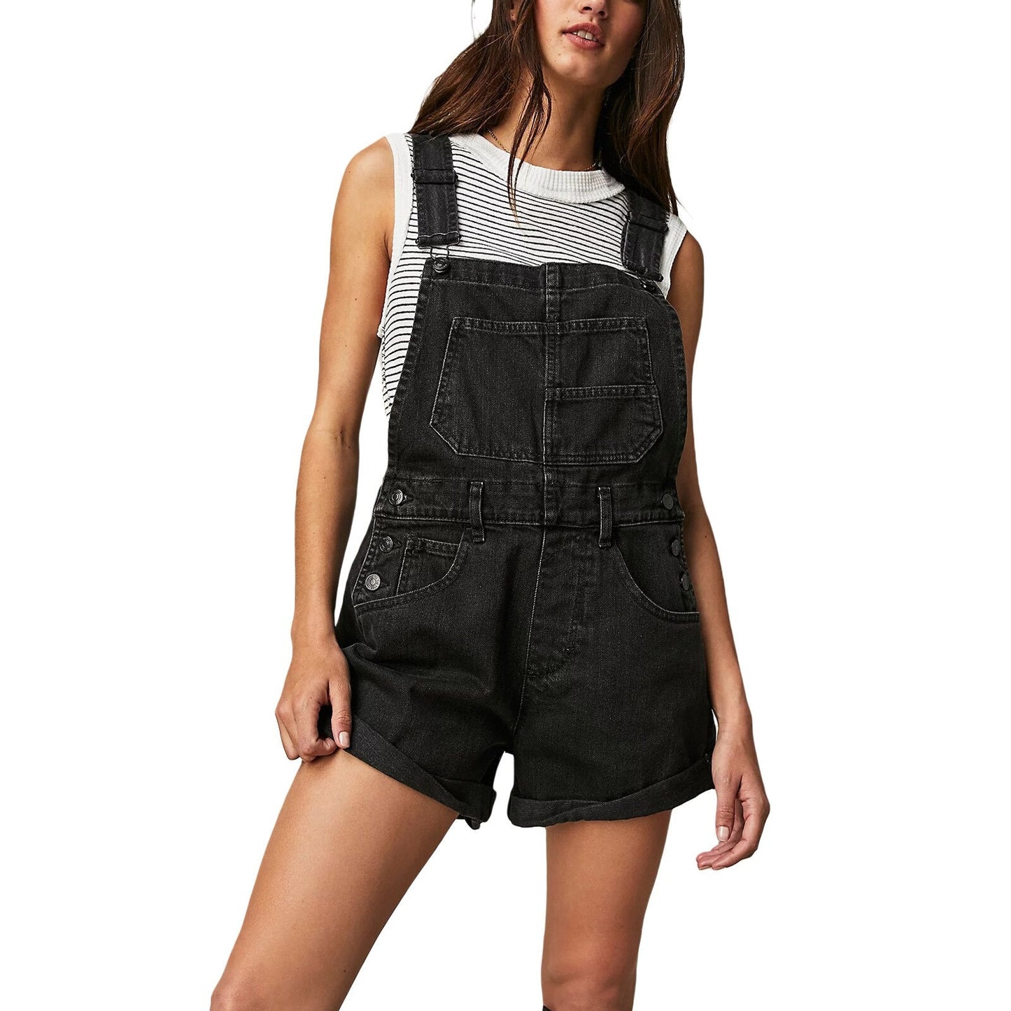 IvyShape | Sleeveless Denim Overall Jumpsuit for Women