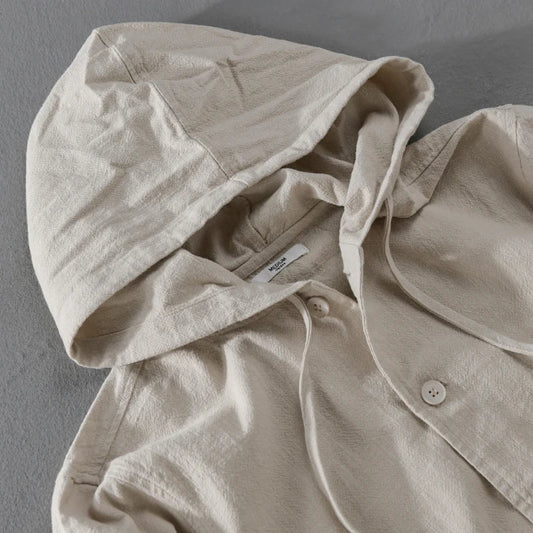 Ivyshape | Italian Linen Jacket With Hood for Fall