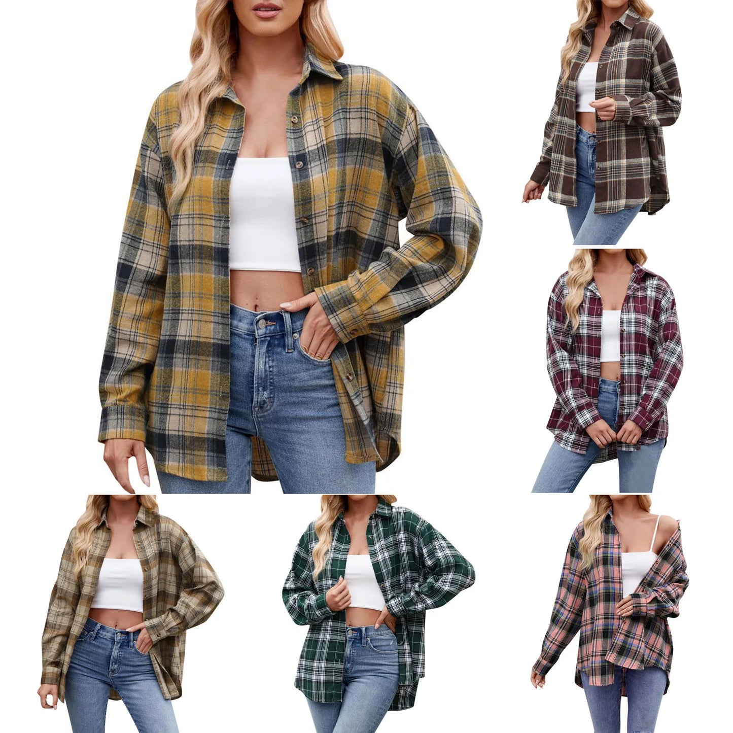 Cozy Plaid Long Sleeve Shirt for Women