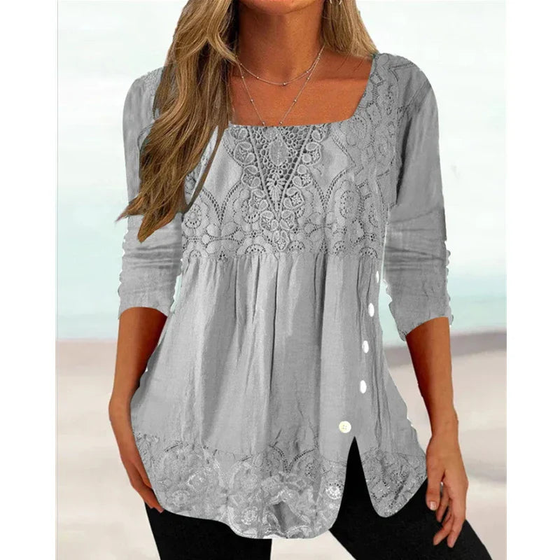 Elegant Lace Patchwork Blouse for Women