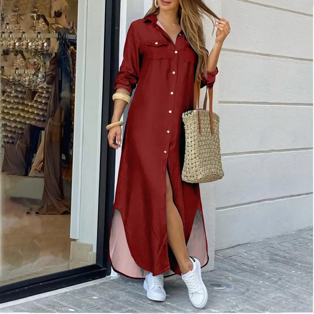 Ivyshape | Long Shirt Dress