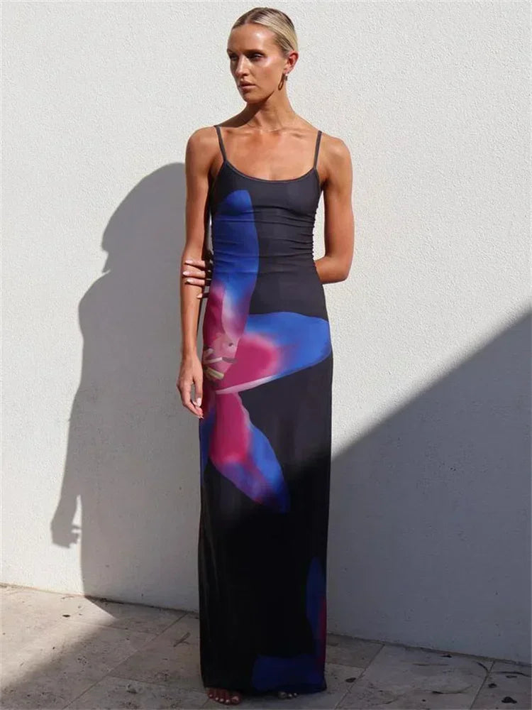 Ivyshape | Tossy Print Backless Maxi Dress